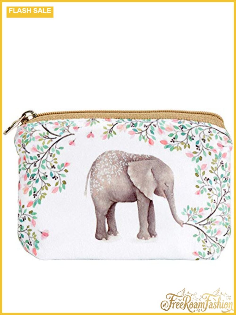 Canvas Coin Purse Wallet Animal Print Zip Pouch Key Holder Mini Bag